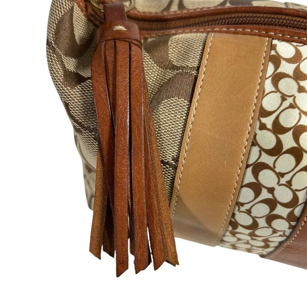 Vintage COACH Authentic Signature C Mini Brown Hobo Bag w/Tassel & Zip Closure